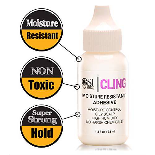 Her Imports New and Improved Cling for Lace Front, Wigs, Toupee, Weave Hair Closure - Nontoxic Polymer Lace Glue Formula - Super Strong Adhesive - Water Resistant - Dries to Invisibility - Safe to Use