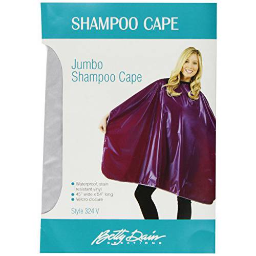 Betty Dain Jumbo Shampoo Cape, Durable, Waterproof, Stain-resistant Vinyl, Oversized Dimensions, Convenient Touch-and-close Fastener or Hook-on Closure, 45 inches wide x 54 inches long, Silver
