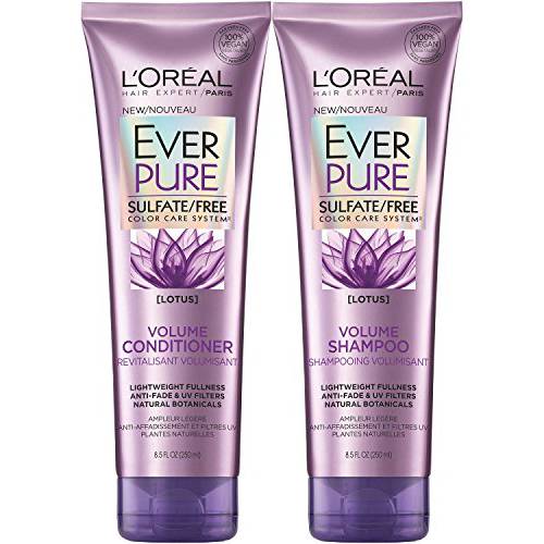 L’Oreal Paris EverPure Sulfate-Free Color Care System Volume Shampoo & Conditioner with lotus, 8.5 Ounce Each (lotus)