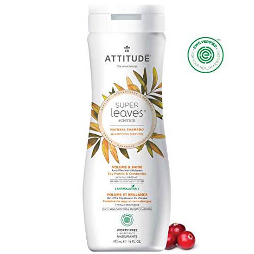 ATTITUDE Super Leaves, Hypoallergenic Volume Rich Shampoo, Soy Protein & Cranberries, 16 Fluid Ounce (11008)