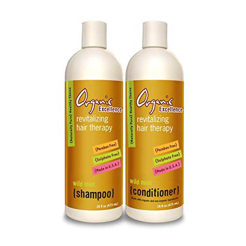 Organic Excellence Wild Mint Shampoo and Conditioner Set Revitalizing Hair Therapy