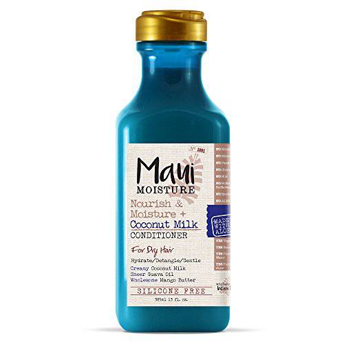 Maui Moisture Nourish & Moisture + Coconut Milk Conditioner to Hydrate and Detangle Curly Hair, Lightweight Daily Moisturizing Conditioner, Vegan, Silicone & Paraben-Free, 13 fl oz