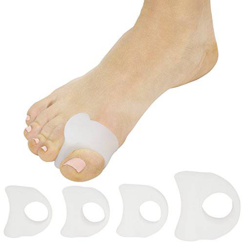 ViveSole Toe Spacers (4 Pack) - Separators for Overlapping Toes - Pinky Protector for B- Hammer Toe Corrector Straightener for Hallux Valgus - Alignment Tool Orthotics for Realign Crooked Toe