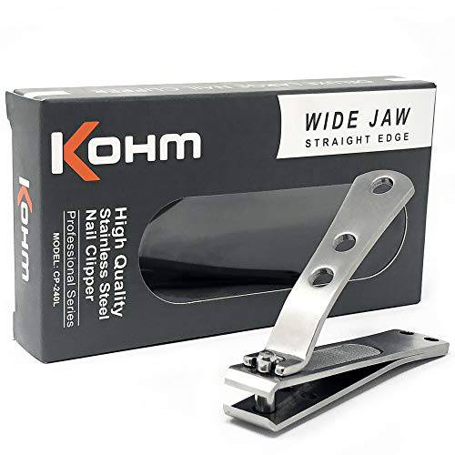KOHM Nail Clippers for Thick Nails - Heavy-Duty, Stainless Steel, Tough, Professional Toenail Clippers w/Built-In File - Nail Cutters for Seniors and Adults