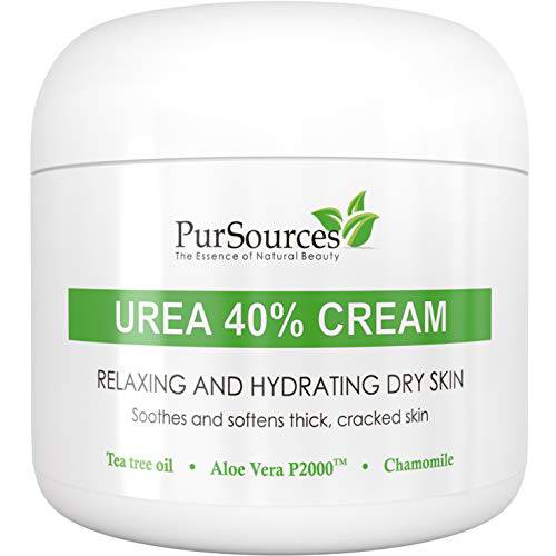 PurSources Urea 40% Foot Cream 4 oz - Best Callus Remover - Moisturizes & Rehydrates Thick, Cracked, Rough, Dead & Dry Skin - For Feet, Elbows and Hands + Free Pumice Stone - 100%