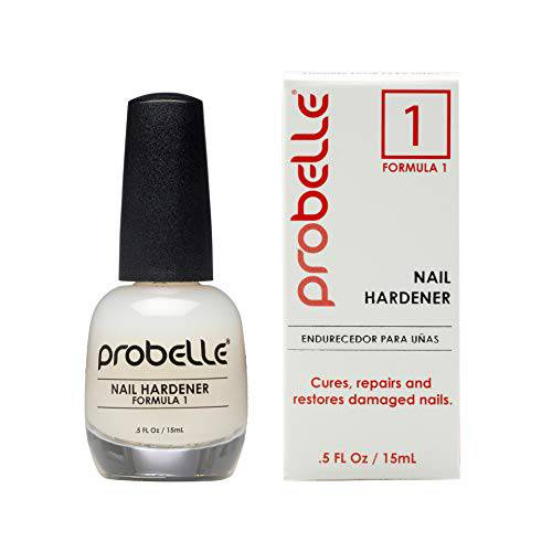Probelle Nail Hardener Formula 1 - Repair Damaged Nails, Extra Strong Nail Growth Treatment For Brittle Nails, Grows and Restores Soft, Weak Nails, Aids Splitting, Breaking, Peeling Nails, Sheer White