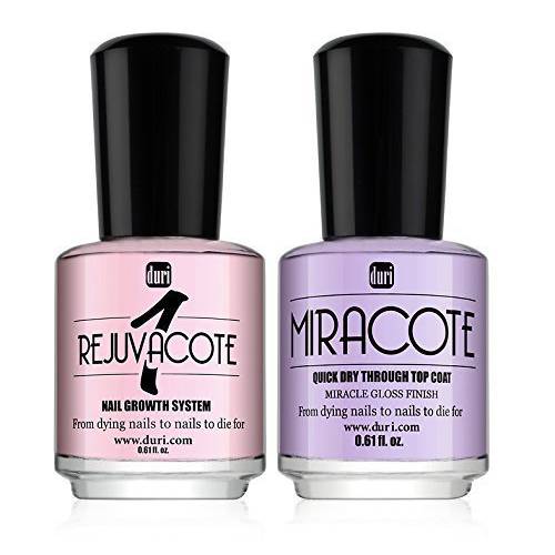 duri Rejuvacote 1 Original Maximum Strength Nail Growth System Base, Top Coat and Miracote Quick Dry Top Coat Combo
