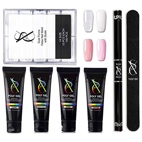 SXC P-01 Polygel Nail Kit 30ml Quick Nail Gel Extension Builder Nail Enhancement Set with Poly Gel Tools Essential Kit for Starter and Professional Nail Technician (View amazon detail page)