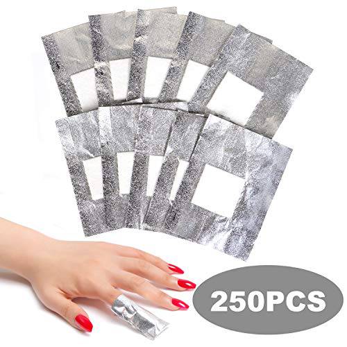 ECBASKET Nail Polish Remover Gel Remover Wraps 250Pcs Nail Foil Wraps For Gel Removal Gel Soak Off Foils With Lager Cotton Pad 1.23 x 1.23 For Gel Nail Polish Removal