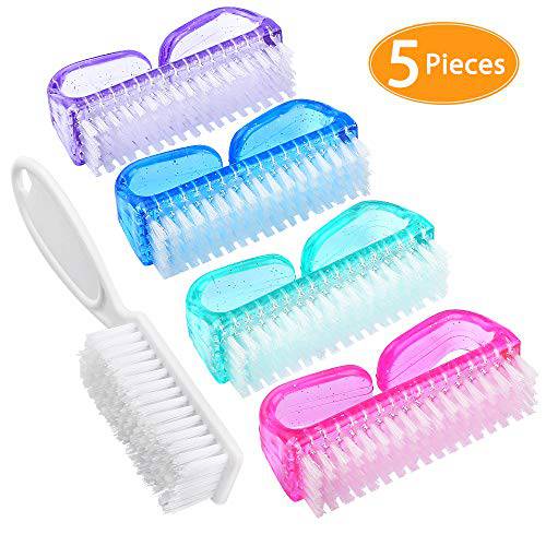 Handle Grip Nail Brush, Senignol 5Pieces Hand Fingernail Brush Cleaner Scrubbing Kit for Toes and Nails Men Women (Multicolor)