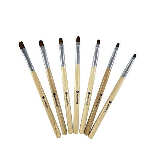 Winstonia 7pcs Gel Nail Brush Set for Nail Tips Builder & Overlay, Sculpting, Poly Gel, and Extensions. Oval Size Brushes Manicure Painting Pen - WOODEN ALLURE