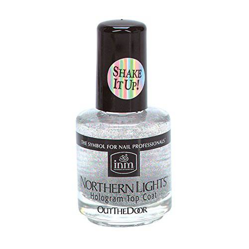 INM Northern Lights Silver Hologram Top Coat, Fast Drying, 1/2 Ounce (1-Unit)