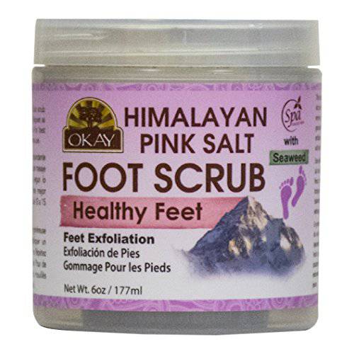 OKAY Himalayan Pink Salt with Seaweed Foot Scrub, 6 Ounce