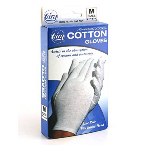 Cara Moisturizing Eczema 100% Premium Cotton Gloves, Large, White, 1 Pair