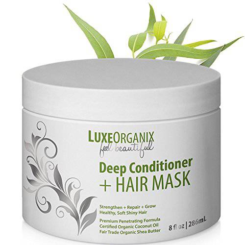 Hair Mask For Dry Damaged Hair: Takes Hair from Super-Dry to Soft and Silky. Organic Coconut Oil, the Perfect Natural Deep Conditioner For Curly Hair. Safe For Color Or Keratin Treated Hair. (8 oz)