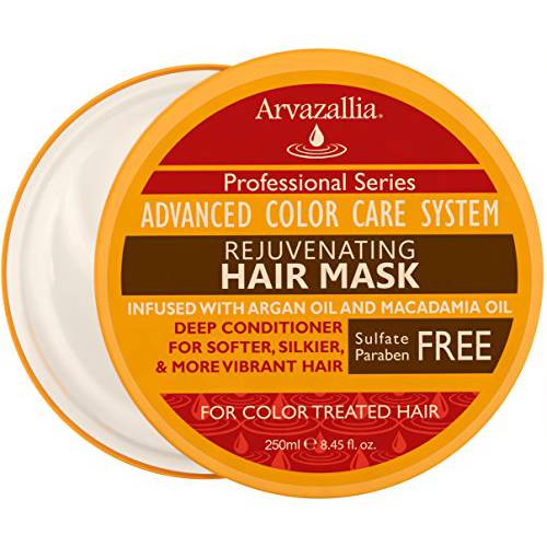 Arvazallia Rejuvenating Hair Mask and Deep Conditioner For Color Treated Hair with Argan Oil and Macadamia Oil Sulfate Free & Paraben Free