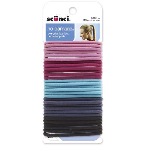 Scunci Effortless Beauty Large No-damage Pastel Elastics, 30-Count (Colors May Vary)