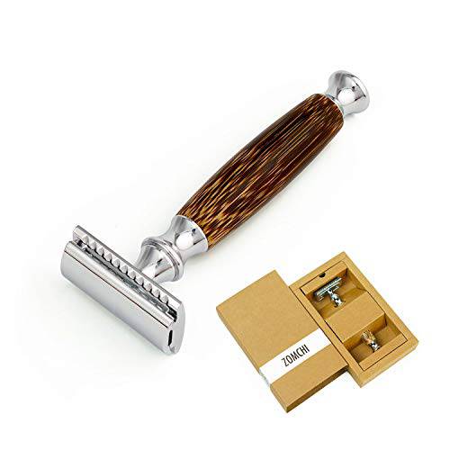 Razors for Men or Women, Eco Razor with Long Natural Bamboo Handle, Double Edge Safety Razor, Fits All Standard Razor Blades (Thin)