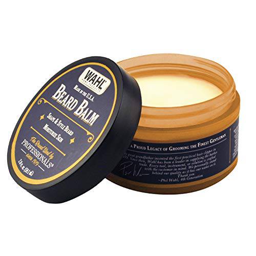 Wahl Beard Balm for Grooming with Essential Oils for Beard Shine, Polishing, & Styling – Manuka Oil, Meadowfoam Seed Oil, Clove Oil, & Moringa Oil – 2 Oz Model 805602A