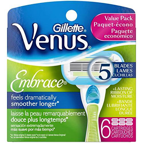 Gillette Venus Extra Smooth Womens Razor Blade Refills, 6 Count, Designed for a Close, Smooth Shave, light blue