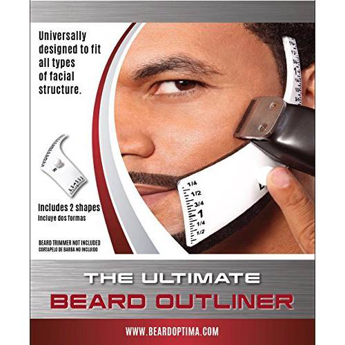 Beardoptima Beard Line Up Tool — Facial Hair Outliner Guide Tool for Men — Makes Styling Easy and Clean — Shape Up Your Beard — 2 Style Kit: Rounded and Square