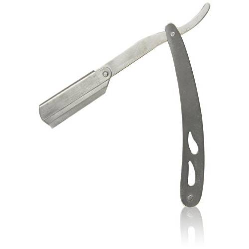 Stainless Steel Straight Edge Barber Razor and 5 Stainless Blades
