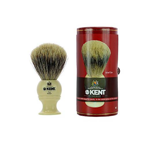 Kent BK4S Shaving Brush with Ultra-Soft Silvertext Synthetic Bristles and Faux Ivory Resin Handle to use with Shave Cream or Soap for a Perfect Lather. Luxury Shaving Since 1777, Made in England
