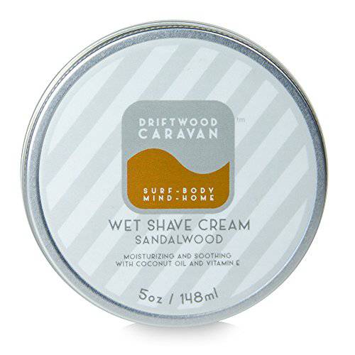 Driftwood Caravan Shave Cream (Coconut Citrus Fragrance) - All Natural - Moisturizing Lather - With Coconut Oil and Vitamin E - 5 Ounce
