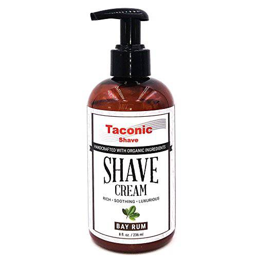 Taconic Shave, Natural Shaving Cream – Bay Rum - Ultra-Rich High Lather Formula – Natural Shave Cream for Men in 8 oz. Pump Bottle – Scented Shaving Cream