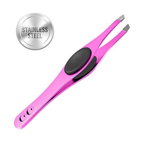 Professional Eyebrow Tweezers for Women - Tweezers Precision with Brow Brush - Sharp, Slant Tip for Eyebrow Plucking, Ingrown Hair, Facial Hair, Wig, Chin Hair Removal Tweezers for Men Stainless Steel