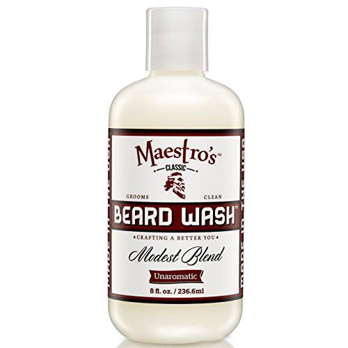 Maestro’s Classic BEARD WASH | Anti-Itch, Deep Cleaning, Non-Drying, Fully Hydrating Gentle Cleanser For All Beard Types & Lengths- Modest Blend, 8 Ounce