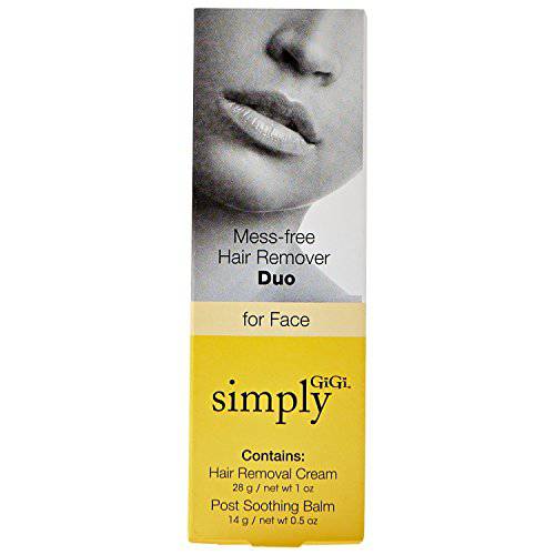 Simply GiGi Mess-Free Facial Hair Removal Cream and Soothing Balm Duo, For All Skin Types, 2-pc