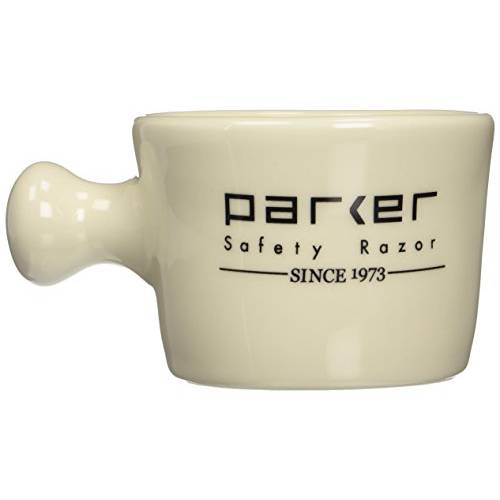 Parker Safety Razor Deluxe Stoneware Apothecary Shaving Mug – for use with up to 3” Shave Soaps and Lathering Shave Creams – Handmade in The USA (Ivory)