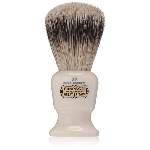 Commodore Best Badger Brush- Simpson Shaving Brushes - Faux Ivory Handle (X2 Best)