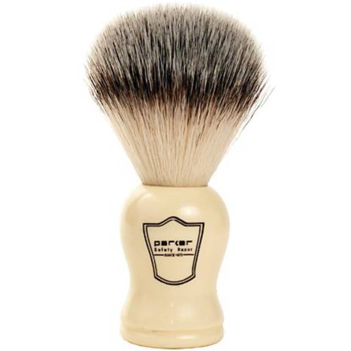 Parker Safety Razor Synthetic Shaving Brush w/Ivory Handle - Stand Included