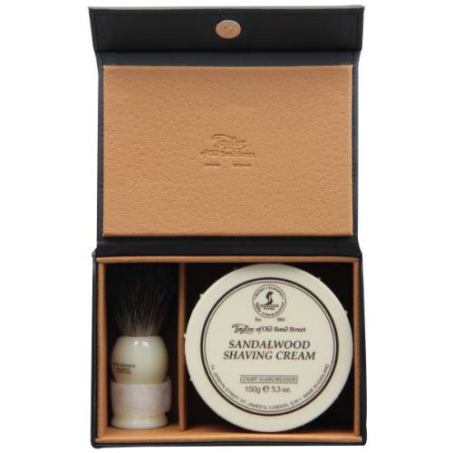 Taylor of Old Bond Street Luxury Shaving Gift Set Box - Sandalwood Shaving Cream & Pure Badger Shaving Brush *NEW*