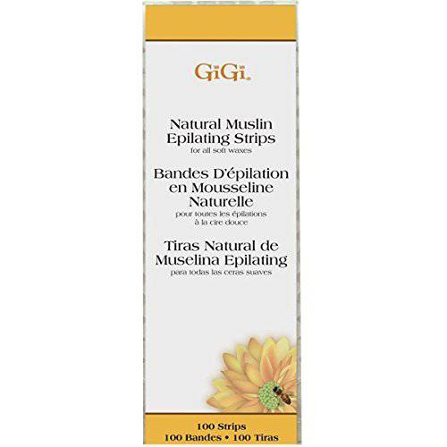 GiGi Small Natural Muslin Epilating Strips for Hair Waxing / Hair Removal, 100 Strips