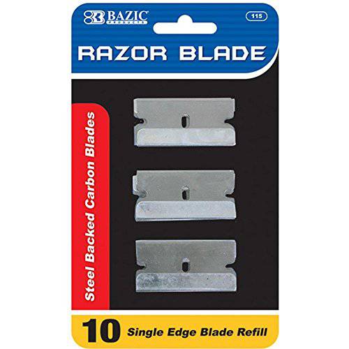 BAZIC Single Edge Razor Blades, Safety Straight Edge Razors, Box & Carton Cutter Replacement Refill, Glass & Paint Scraper Razor (8/Pack), 1-Pack