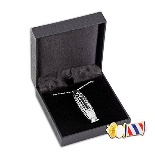 Clipper Necklace (Silver) & Barber Pole Pin Gift Set
