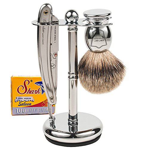 Parker SR1 Men’s Shave Set – Pure Badger Brush, Shave Stand, Razor & 100 Blades