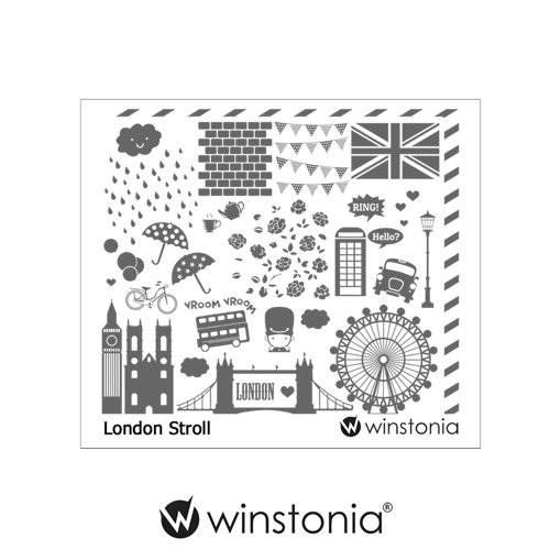 Winstonia Nail Art Stamping Plate Image Stencil Manicure British Design (London Stroll)