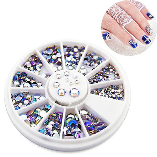 KADS 2X550pcs 1.5mm/2mm/2.5mm/3mm/4mm/5mm AB Round Nail Art Decorations Rhinestone for Nail Accessories for Nail Decoration