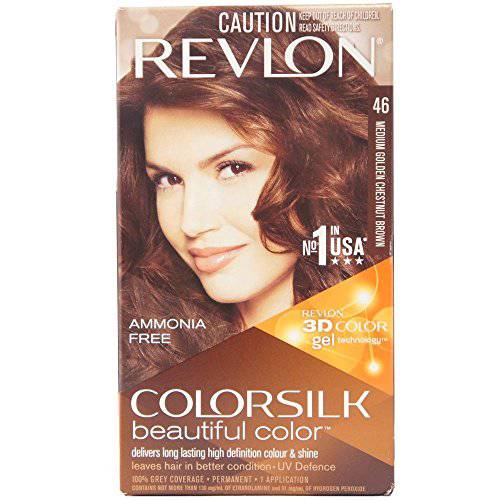 Revlon ColorSilk Beautiful Color, Medium Golden Chestnut Brown (Pack of 3)