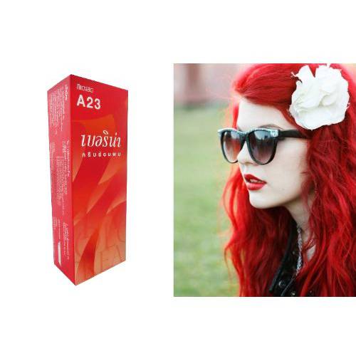 Berina (A23) Permanent Hair Color Dye Bright Red Color : 1 Box