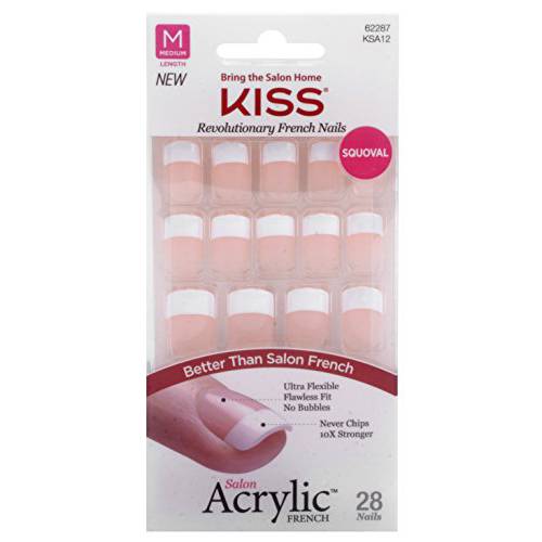KISS Salon Acrylic French Nails 28pc Rumour Mill KSA12