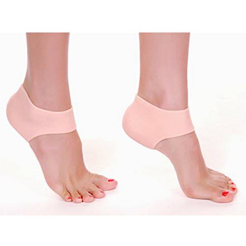 AnHua1 Pair Silicone Moisturizing Gel Heel Protector Sock Cracked Foot Care Pain Relief Anti-cracking Cushion Pad (Skin)