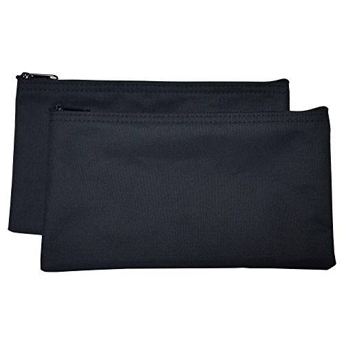 Cardinal Bag Supplies Travel Zipper Bags 11 x 6 inches Small Compact Portable Black Zippered Cloth Pouches 2 Pack CW