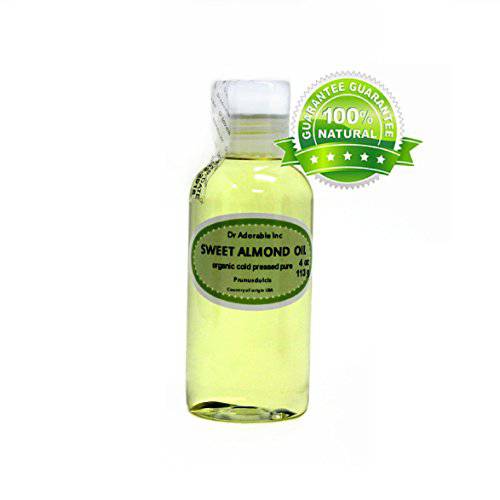 Sweet Almond Oil Organic Pure Cold Pressed by Dr.Adorable 4 Oz