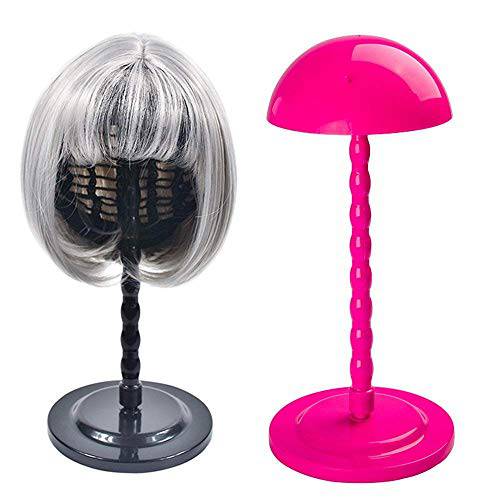 Plastic Wig Stand Hair Accessories Portable Foldable Wig Hat Holder Support Display Stand (Red)