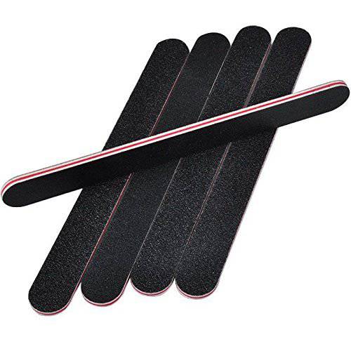 Karlash 10 PCS Professional Double Sided Nail Files 100/180 Grid Emery Board Grit Black Gel Cosmetic Manicure Pedicure